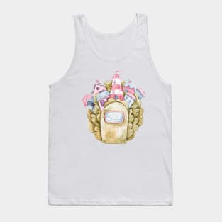 Watercolor cute lighthouse illustration Tank Top